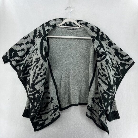 Prana Alberta Reversible Sweater Women M Black Gray Abstract Open Front Cardigan - Picture 14 of 14